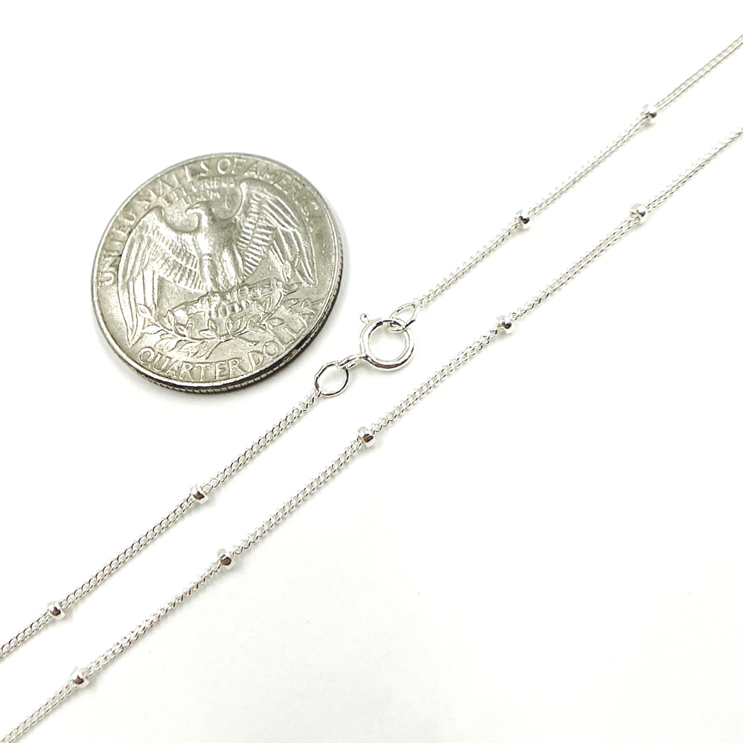 925 Sterling Silver Satellite Finished Necklace. 444SSNecklace