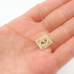 Load image into Gallery viewer, Gold Diamond and Turquoise Evil Eye Necklace