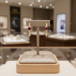 Load image into Gallery viewer, EHA57619RU. 14K Solid Gold Ruby & Diamond & Hoop Earrings