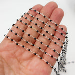 Load image into Gallery viewer, BSP24SS. Black Spinel 925 Sterling Silver Wire Wrap Chain