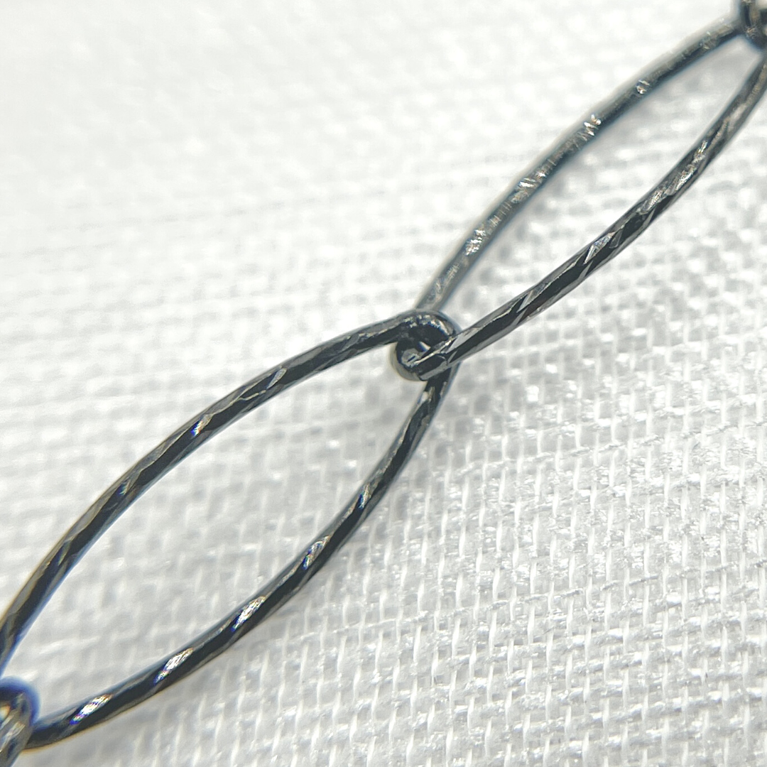 Rhodium Sterling Silver Diamond Cut Oval Link Chain