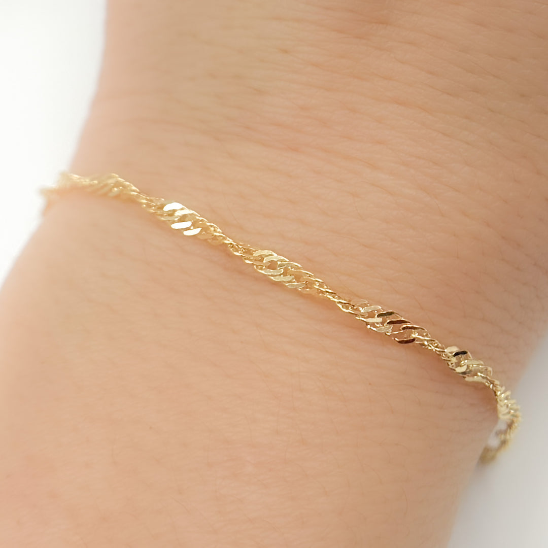040G2SLMSIT2Bracelet. 14K Solid Yellow Gold Wheat Bracelet