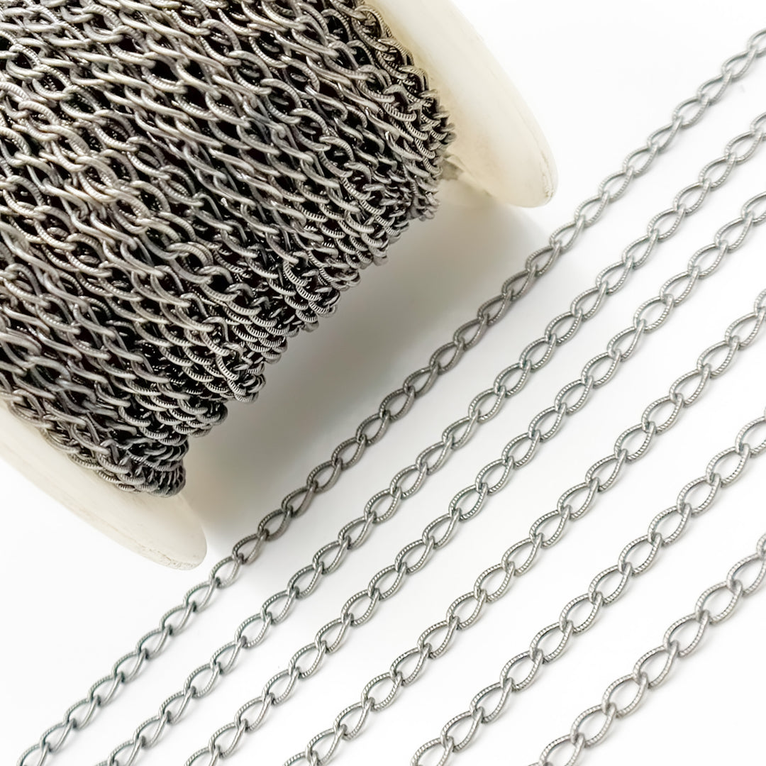Silver Textured Curb Chain
