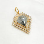 Load image into Gallery viewer, KG82B. 14K Solid Gold Diamond and Fancy Diamond Rhomb Charm