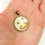 Load image into Gallery viewer, Sterling Silver Round Planet and Star Enamel Pendants