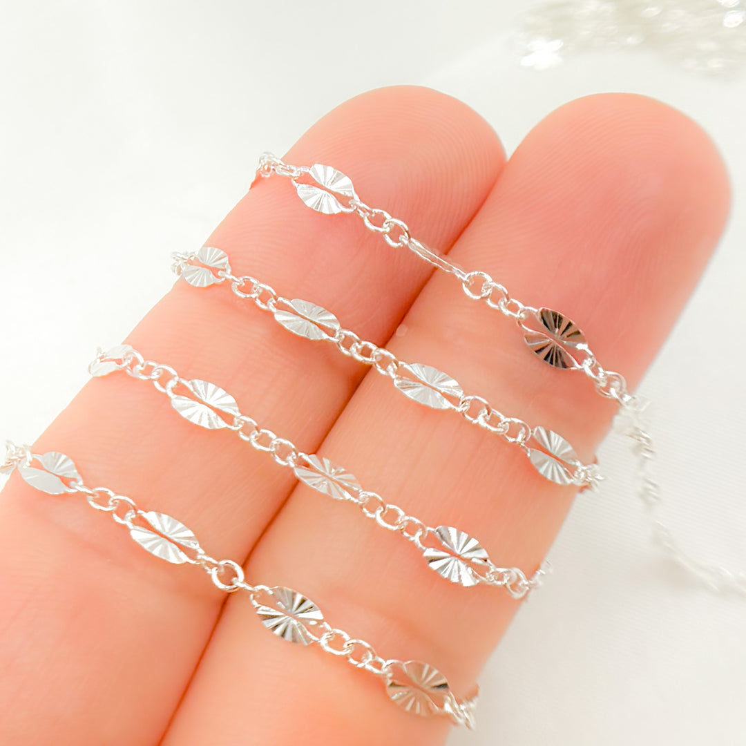 163SBSF1SS. Sterling Silver Diamond Cut Marina Link Chain