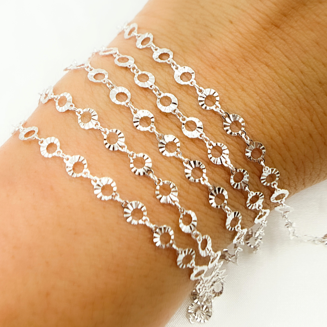 Silver Diamond Cut Circle Links