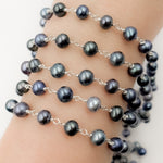Load image into Gallery viewer, PRL63. Peacock Pearl Round Shape Sterling Silver Wire Chain