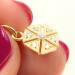 Load image into Gallery viewer, 14K Solid Gold Diamond Hexagon Charm. GDP259