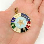 Load image into Gallery viewer, Sterling Silver Round Star Enamel Pendant