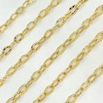 Load image into Gallery viewer, Gold Plated 925 Sterling Silver Flat Hammered Oval Link Chain. Y15GP
