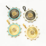 Load image into Gallery viewer, Diamond Sterling Silver Enamel Maritime Round Pendant