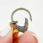 Load image into Gallery viewer, DC688B. Pave Diamond & 925 Sterling Silver Pear Shape Trigger Clasp