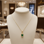 Load image into Gallery viewer, CMZ00366EM6X4. 14K Solid Gold Rectangular-Shaped Emerald Charm