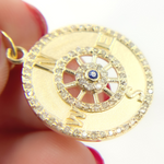 Load image into Gallery viewer, 14K Solid Gold Diamond Compass Circle Charm. GDP433