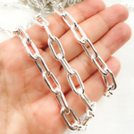 Load image into Gallery viewer, 925 Sterling Silver Smooth Hollow Paperclip Link Chain