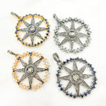 Load image into Gallery viewer, DSP065. Diamond Sterling Silver Round Star Pendant with Polki Diamond and Gemstone