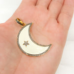 Load image into Gallery viewer, DP525A. Diamond Sterling Silver Moon Enamel Pendant