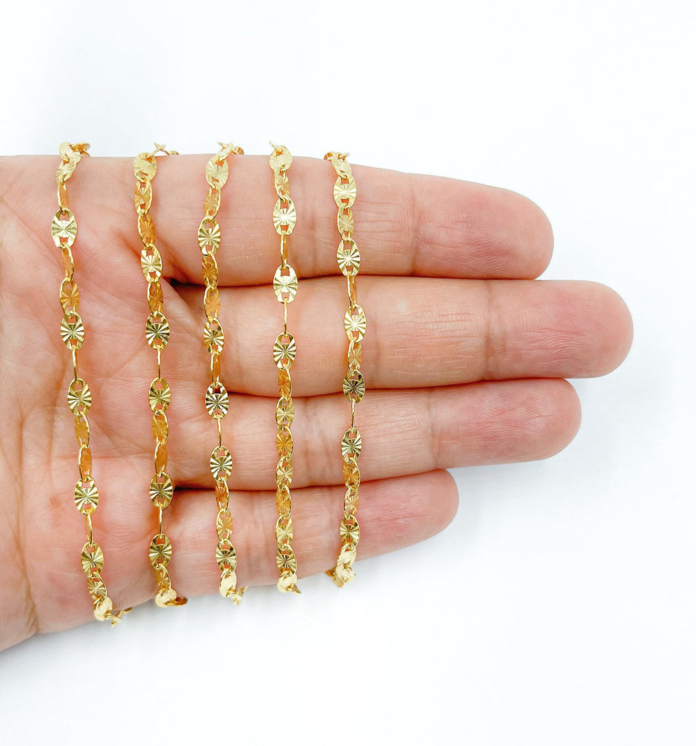 Z55GP. Gold Plated Sterling Silver Marina Diamond Cut Link Chain