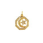 Load image into Gallery viewer, GDP210. 14K Solid Gold Diamond Octagon Moon and Star Charm