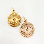 Load image into Gallery viewer, DC330. Diamond Sterling Silver Round Eye Charm with Gemstone