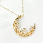 Load image into Gallery viewer, 14k Solid Gold Diamond Moon and Stars Pendant. PFC30877