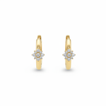 Load image into Gallery viewer, EHD57626. 14K Solid Yellow Gold Diamond Flower Huggie Hoop Earrings