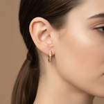 Load image into Gallery viewer, EHE56546. 14k Solid Gold Diamond Octagon Hoops