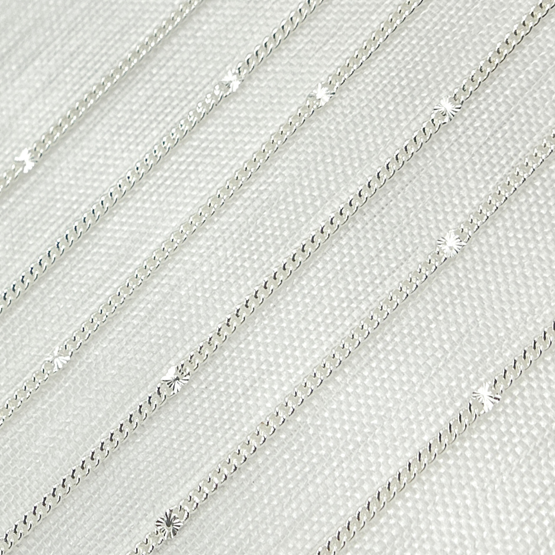 69S1SS. Sterling Silver Satellite Curb & Diamond Cut Marina Link Chain