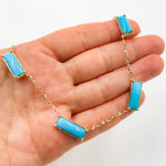 Load image into Gallery viewer, NFZ72631TQ. 14K Solid Gold Turquoise Bars Necklace