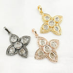 Load image into Gallery viewer, DP369. Diamond Sterling Silver Flower Pendant with Polki Diamonds