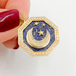Load image into Gallery viewer, GDP455. 14K Solid Gold Moon Hexagon Pendant
