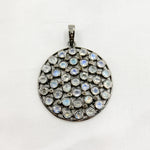 Load image into Gallery viewer, DSP075. Diamond Sterling Silver Round Pendant with Gemstone