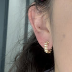 Load image into Gallery viewer, Gold Diamond Fancy Hoop Earrings