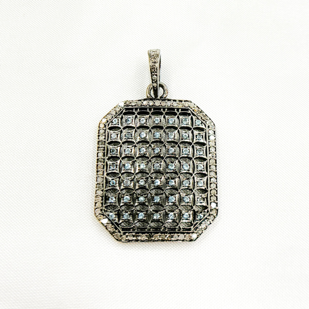 DP157. Diamond Sterling Silver Rectangle Pendant