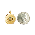 Load image into Gallery viewer, GDP58. 14K Solid Gold with Diamonds Circle Shape Evil Eye Charm