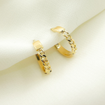 Load image into Gallery viewer, GER108. 14K Solid Gold Hoop with Flat and Curb section