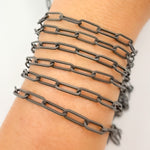 Load image into Gallery viewer, V11BRM. Black Rhodium Sterling Silver Matte Paperclip Chain