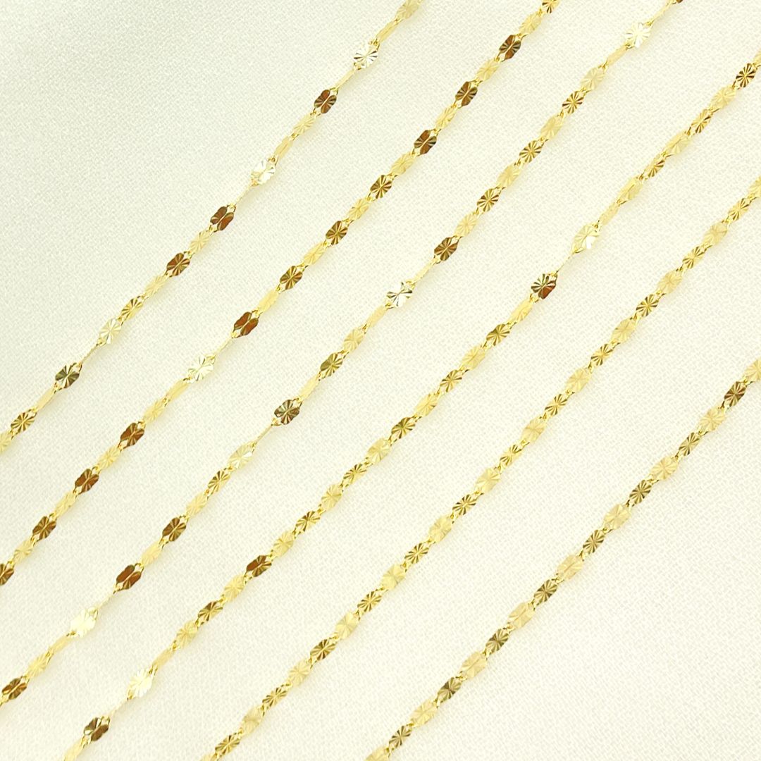 14k Solid Yellow Gold Diamond Cut Marina Chain