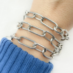 Load image into Gallery viewer, Oxidized Sterling Silver Paperclip Textured Link Chain