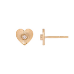 Load image into Gallery viewer, 14K Solid Gold Diamond Heart Stud Earring