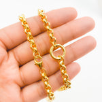 Load image into Gallery viewer, 000HVR0064069. 14K Solid Yellow Gold Round Rolo Hollow Fancy Chain Necklace