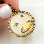 Load image into Gallery viewer, Sterling Silver Round Planet and Star Enamel Pendants