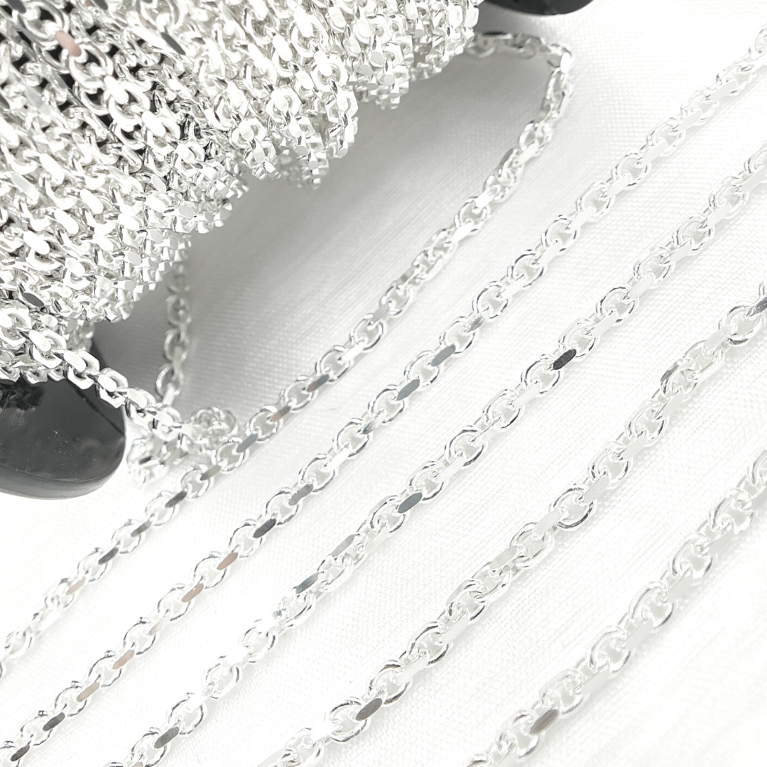 Y8SS. Sterling Silver Diamond Cut Box Link Chain