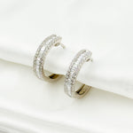 Load image into Gallery viewer, HP112186W. 14k Solid White Gold Diamond Baguette Hoops