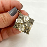 Load image into Gallery viewer, DP461. Diamond Sterling Silver Square Flower Pendant with Polki Diamonds