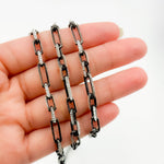 Load image into Gallery viewer, Z119SBDC. Black Rhodium and White Sterling Silver Paperclip Diamond Cut Cable Chain