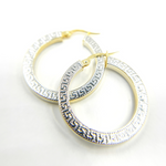 Load image into Gallery viewer, 14K Gold and White Gold Earrings Round Shape Hoop with Texture. GER40
