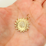 Load image into Gallery viewer, GDP189. 14K Solid Gold Diamond Flower Charm