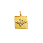 Load image into Gallery viewer, 14K Solid Gold Charm Square Pendant with Diamonds. GDP335